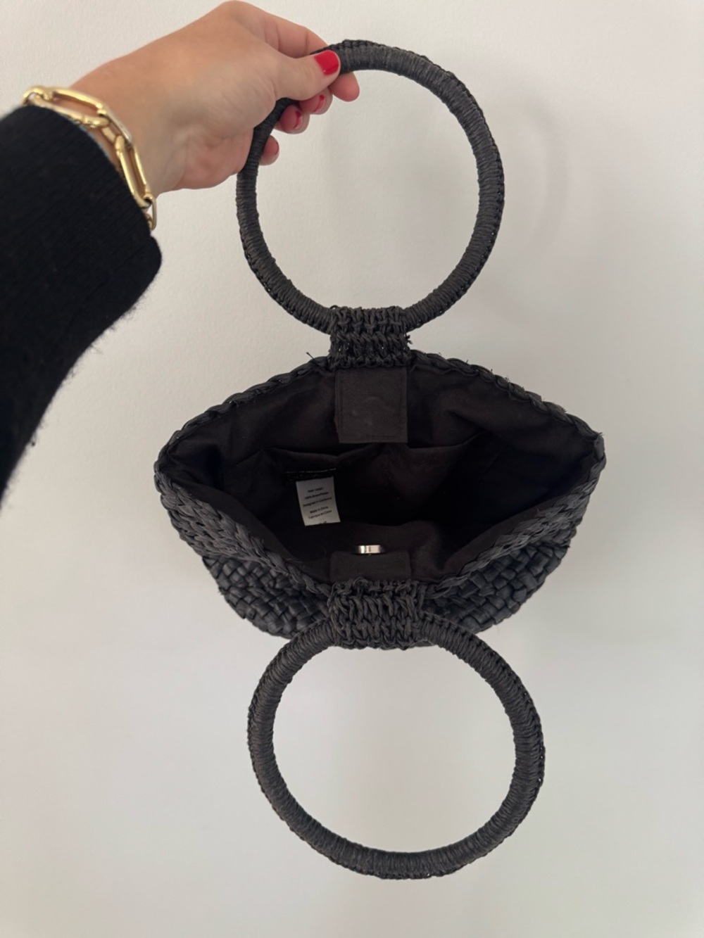 l*space Black Woven Round-Handle Mini Bag - Picture 3 of 5